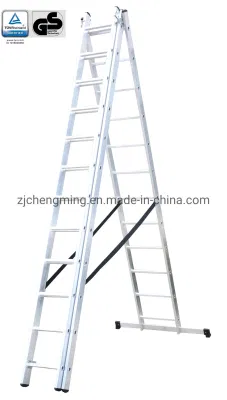 GS APROVADO EN131 Escada combinada de alumínio Escada de extensão de seção de 3 * 12 degraus Escada para uso externo
